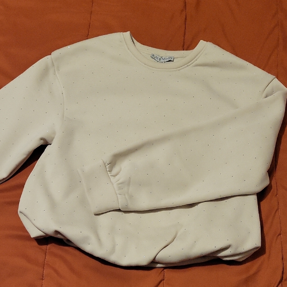 Bedazzled Cream Crew Neck Sweater